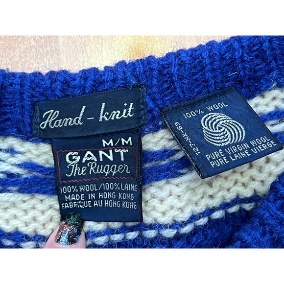 Vintage Ski Sweater, Wool Snowflake Pattern, Knit Nordic Style Pullover, Men's M - Picture 5 of 9